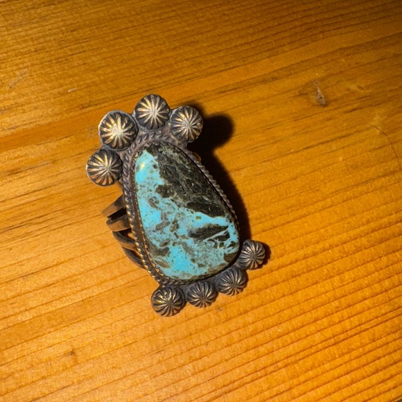 Zuni Turquoise Sterling Silver Ring - Picture 1 of 5